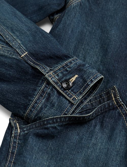 laydown detail image of Leyton Indigo Denim Jacket