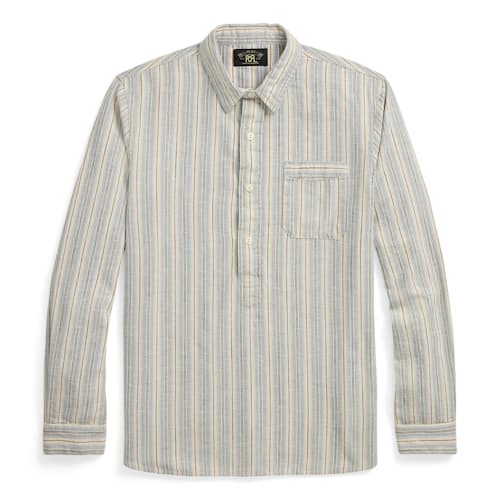 laydown image of Striped Twill Popover Shirt