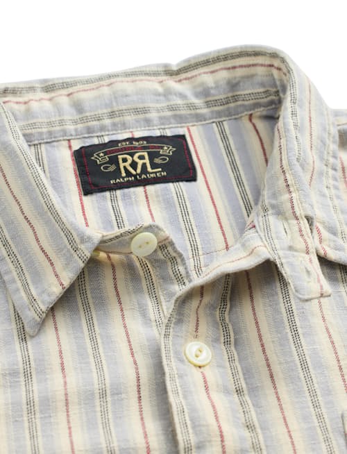 laydown detail image of Striped Twill Popover Shirt