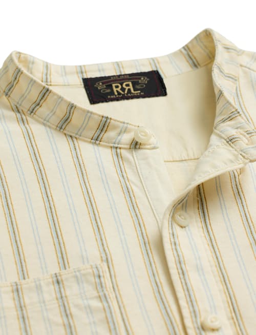 laydown detail image of Striped Linen-Cotton Jersey Shirt
