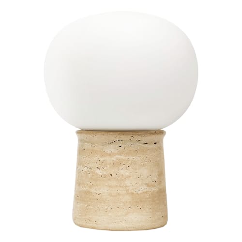 laydown image of Neptune Travertine Stone LED Table Lamp