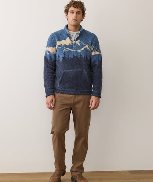 on model image of Novelty Sherpa Pullover