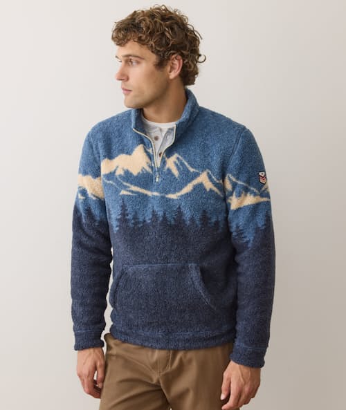 on model image of Novelty Sherpa Pullover