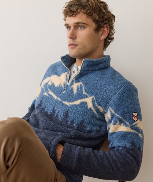 on model image of Novelty Sherpa Pullover