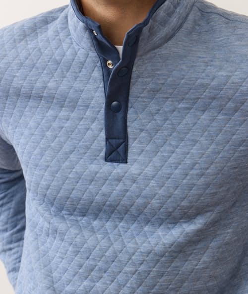 on model image of Corbet Quilted Reversible Pullover