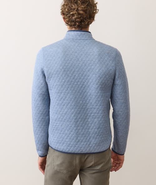 on model image of Corbet Quilted Reversible Pullover