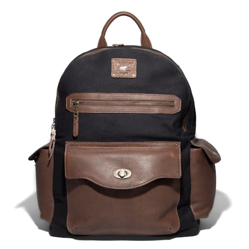 laydown image of Oscar Canvas Leather Backpack