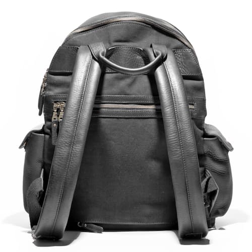 laydown image of Oscar Leather Backpack