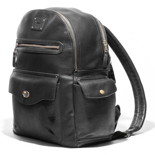 laydown image of Oscar Leather Backpack