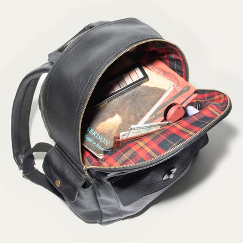 laydown image of Oscar Leather Backpack