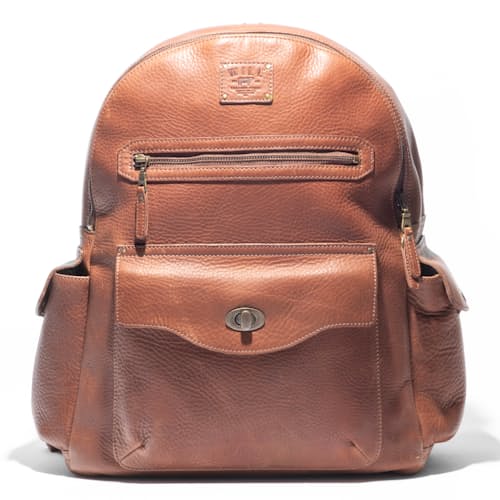 laydown image of Oscar Leather Backpack