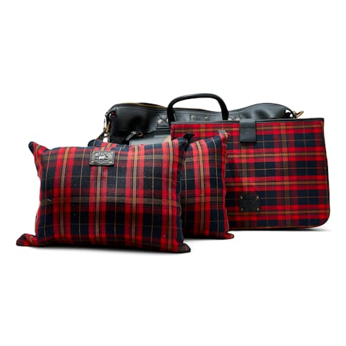 laydown image of Canvas and Leather Travel Duffle