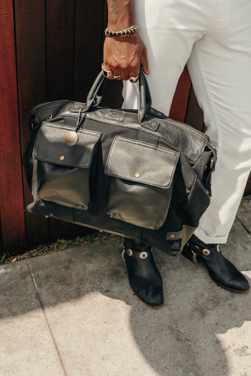 lifestyle image of Canvas and Leather Travel Duffle
