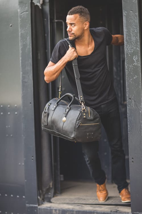 lifestyle image of Leather Atticus Shoe Duffle