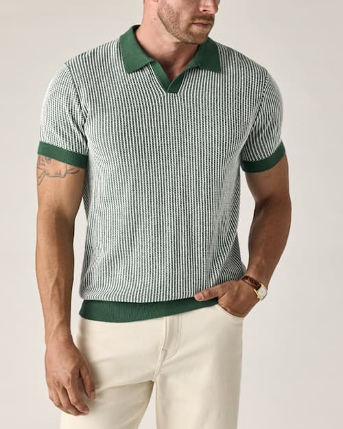 on model image of Cotton Cashmere Goleta Polo