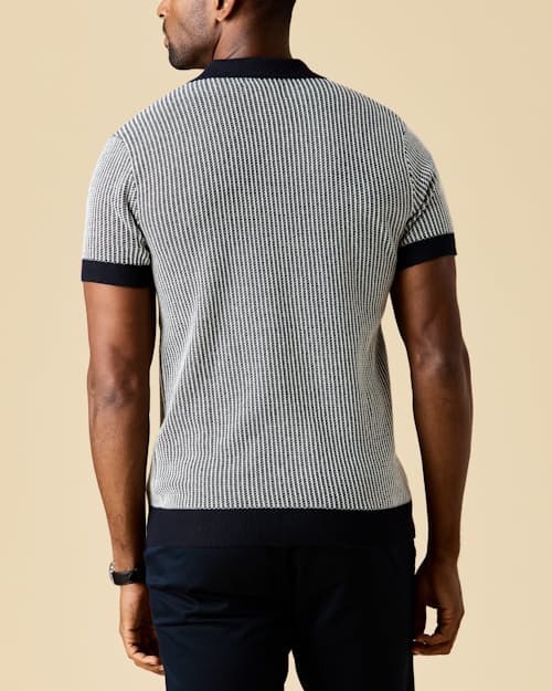 on model image of Short Sleeve Cotton Cashmere Goleta Polo