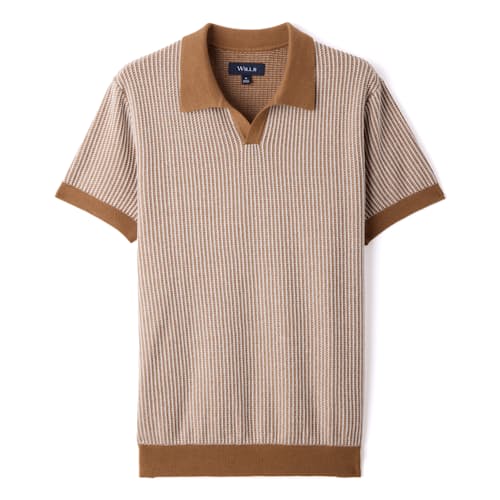 laydown image of Short Sleeve Cotton Cashmere Goleta Polo
