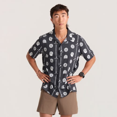 on model image of Bless Up Trail Short Sleeve Shirt