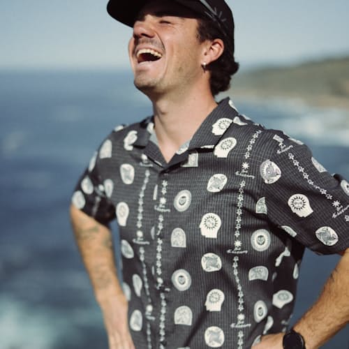 lifestyle image of Bless Up Trail Short Sleeve Shirt