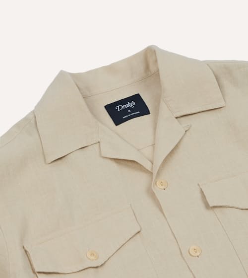 laydown detail image of Military Short Sleeve Camp Collar Shirt
