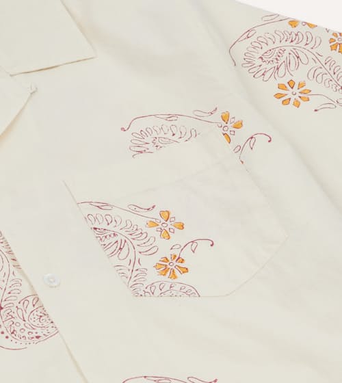 laydown detail image of Block Short Sleeve Camp Collar Shirt