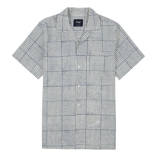 laydown image of Block Short Sleeve Camp Collar Shirt