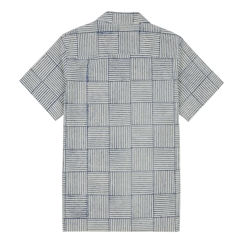 laydown image of Block Short Sleeve Camp Collar Shirt