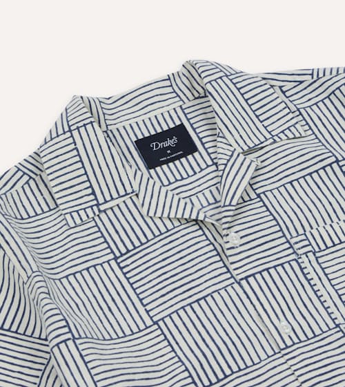 laydown detail image of Block Short Sleeve Camp Collar Shirt