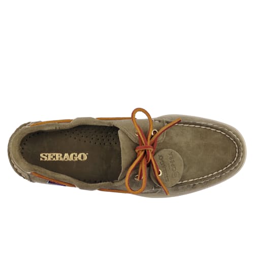 laydown image of Portland Artisan Suede Boat Shoe