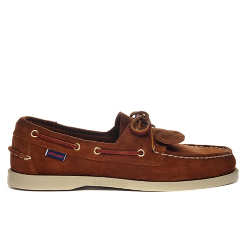laydown image of Portland Artisan Suede Boat Shoe