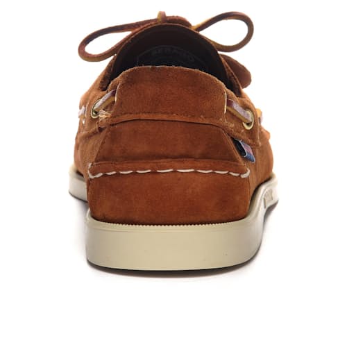 laydown image of Portland Artisan Suede Boat Shoe