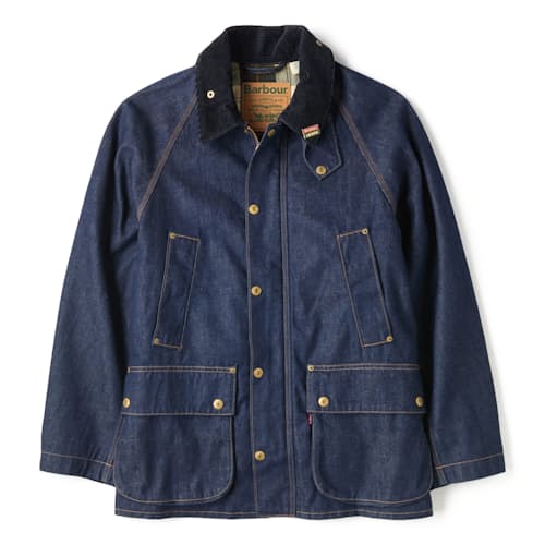 laydown image of Barbour x Levi's Bedale Denim Jacket