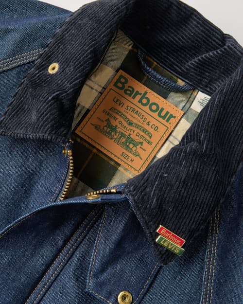 laydown detail image of Barbour x Levi's Bedale Denim Jacket