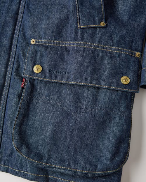 laydown detail image of Barbour x Levi's Bedale Denim Jacket