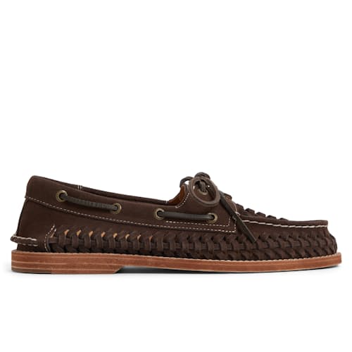laydown image of Gold Cup AO 2 Woven Leather Boat Shoe