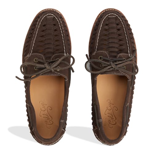 laydown image of Gold Cup AO 2 Woven Leather Boat Shoe