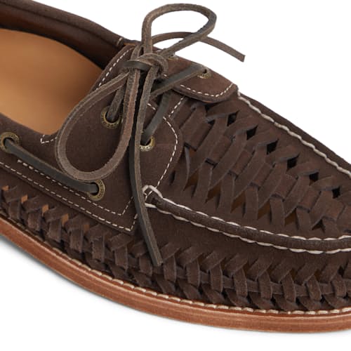 laydown detail image of Gold Cup AO 2 Woven Leather Boat Shoe