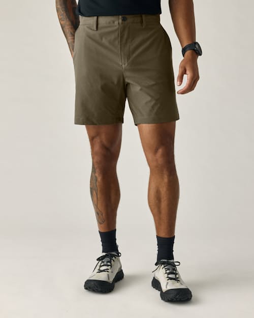 on model image of Equator Hybrid Short - 7"
