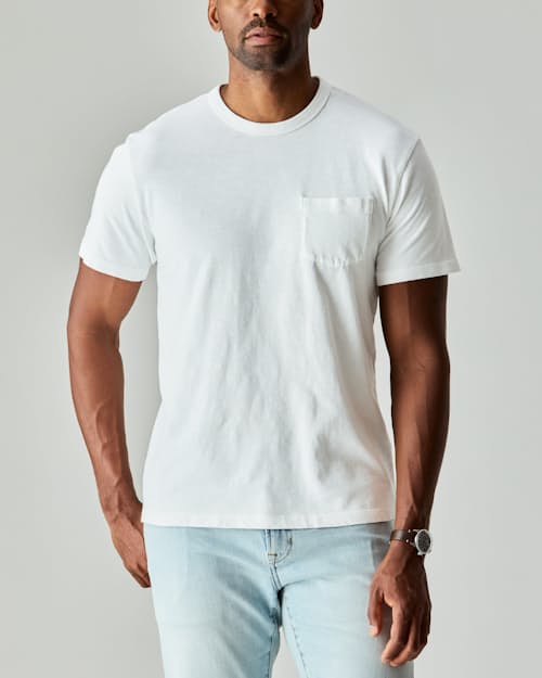 on model image of Short Sleeve Slub Pocket T-Shirt