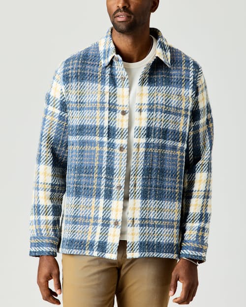 on model image of Cabin Flannel Overshirt