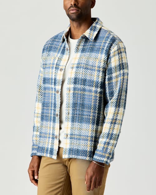 on model image of Cabin Flannel Overshirt