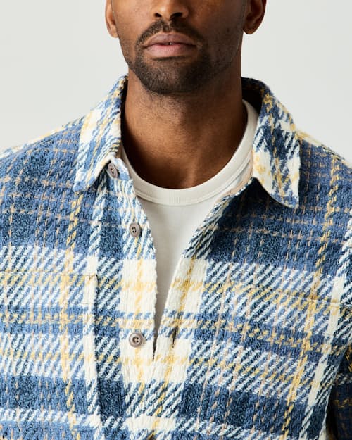 on model image of Cabin Flannel Overshirt