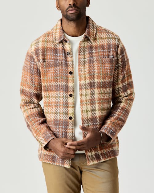on model image of Cabin Flannel Overshirt