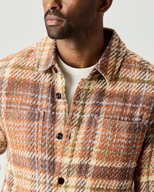 on model image of Cabin Flannel Overshirt