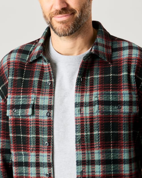 lifestyle image of Stretch Knit Flannel Shirt