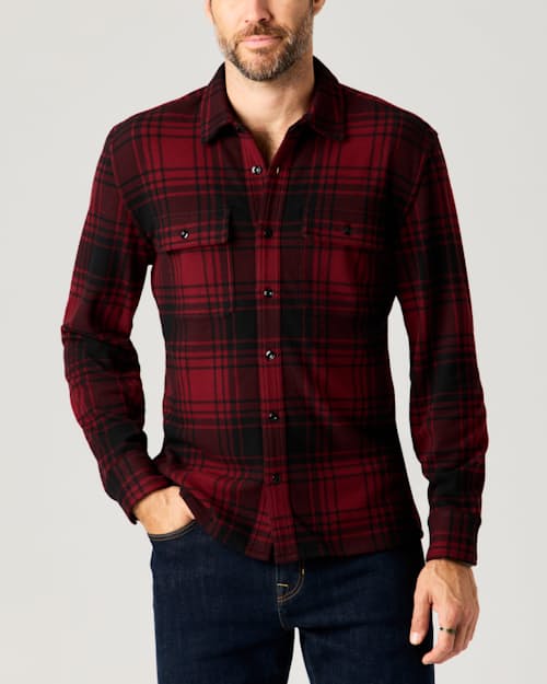 lifestyle image of Stretch Knit Flannel Shirt