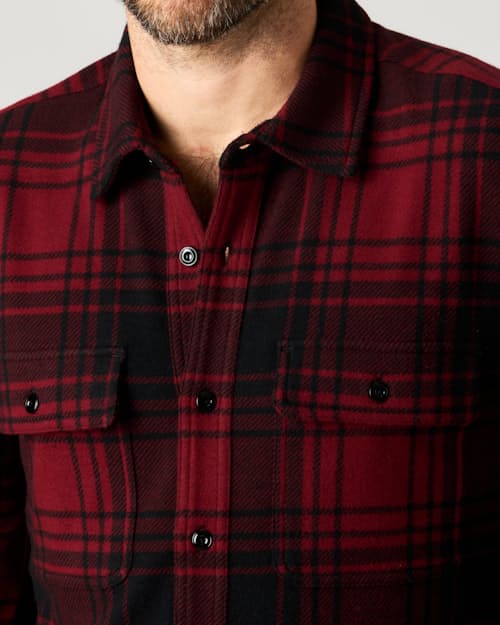 lifestyle image of Stretch Knit Flannel Shirt