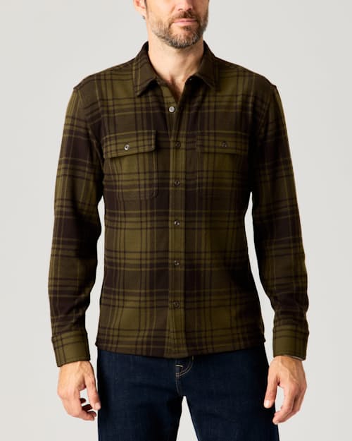 lifestyle image of Stretch Knit Flannel Shirt