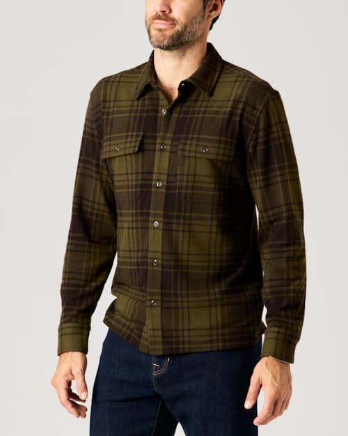 lifestyle image of Stretch Knit Flannel Shirt