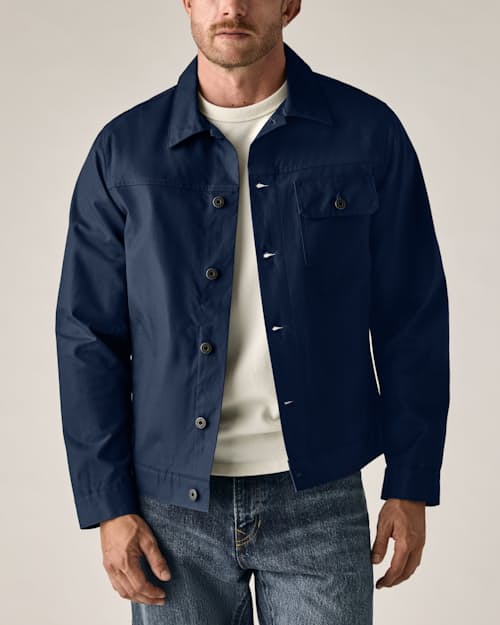 on model image of Dry Wax Trucker Jacket